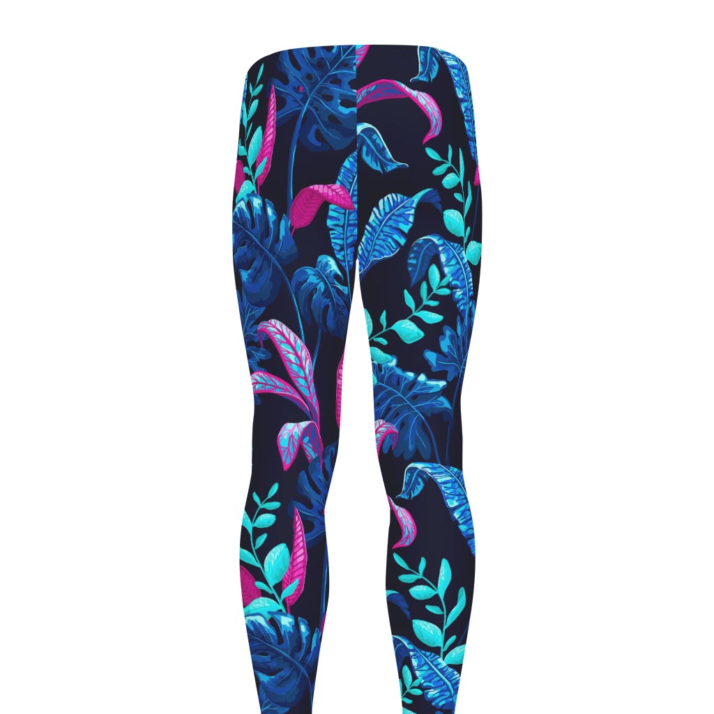 Turquoise Hawaii Tropical Pattern Print Men's leggings