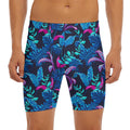 Turquoise Hawaii Tropical Pattern Print Men's Long Boxer Briefs