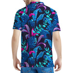Turquoise Hawaii Tropical Pattern Print Men's Polo Shirt