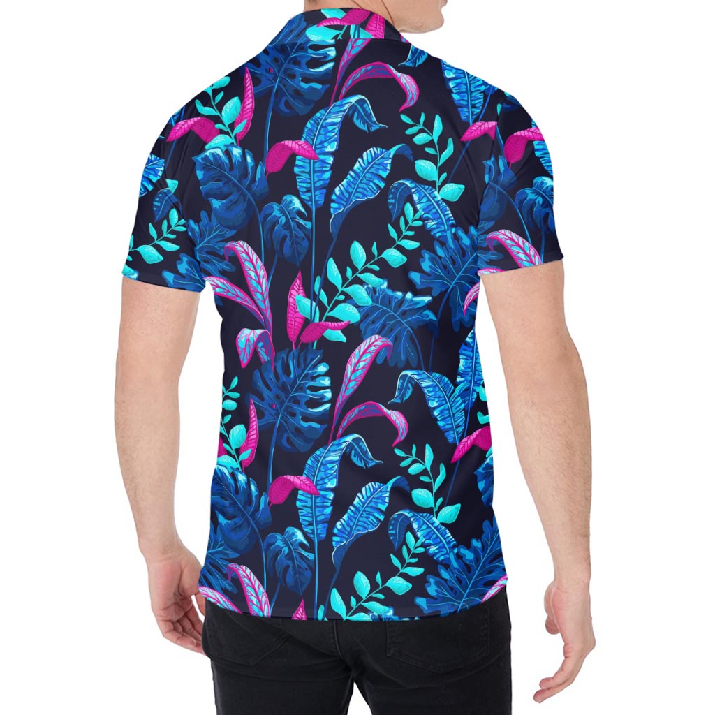 Turquoise Hawaii Tropical Pattern Print Men's Shirt