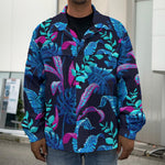 Turquoise Hawaii Tropical Pattern Print Men's Shirt Jacket