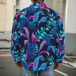 Turquoise Hawaii Tropical Pattern Print Men's Shirt Jacket