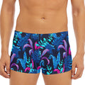 Turquoise Hawaii Tropical Pattern Print Men's Short Boxer Briefs