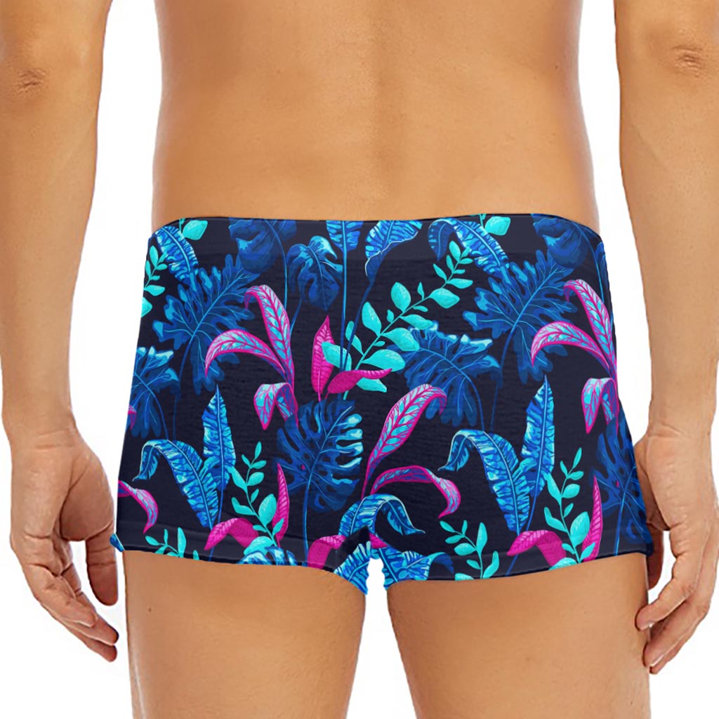 Turquoise Hawaii Tropical Pattern Print Men's Short Boxer Briefs