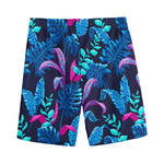 Turquoise Hawaii Tropical Pattern Print Men's Sports Shorts
