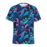 Turquoise Hawaii Tropical Pattern Print Men's Sports T-Shirt