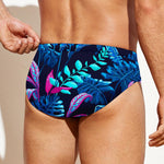 Turquoise Hawaii Tropical Pattern Print Men's Swim Briefs