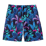 Turquoise Hawaii Tropical Pattern Print Men's Swim Trunks
