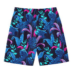Turquoise Hawaii Tropical Pattern Print Men's Swim Trunks