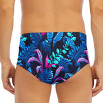 Turquoise Hawaii Tropical Pattern Print Men's Triangle Swim Briefs