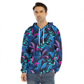 Turquoise Hawaii Tropical Pattern Print Men's Velvet Pullover Hoodie
