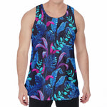 Turquoise Hawaii Tropical Pattern Print Men's Velvet Tank Top