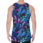 Turquoise Hawaii Tropical Pattern Print Men's Velvet Tank Top