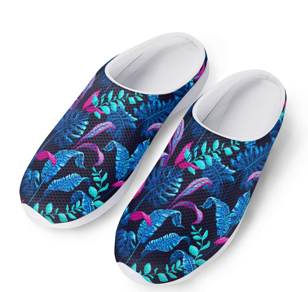 Turquoise Hawaii Tropical Pattern Print Mesh Casual Shoes