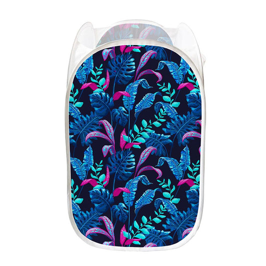 Turquoise Hawaii Tropical Pattern Print Mesh Laundry Hamper