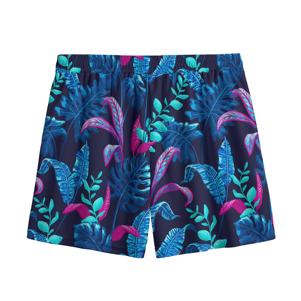 Turquoise Hawaii Tropical Pattern Print Mesh Shorts