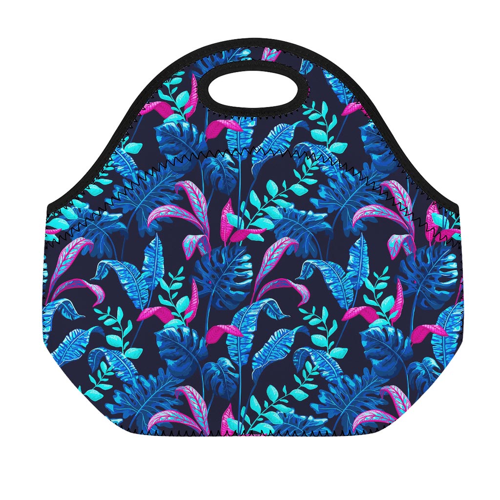 Turquoise Hawaii Tropical Pattern Print Neoprene Lunch Bag