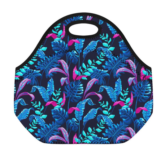 Turquoise Hawaii Tropical Pattern Print Neoprene Lunch Bag