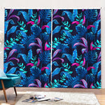 Turquoise Hawaii Tropical Pattern Print Pencil Pleat Curtains