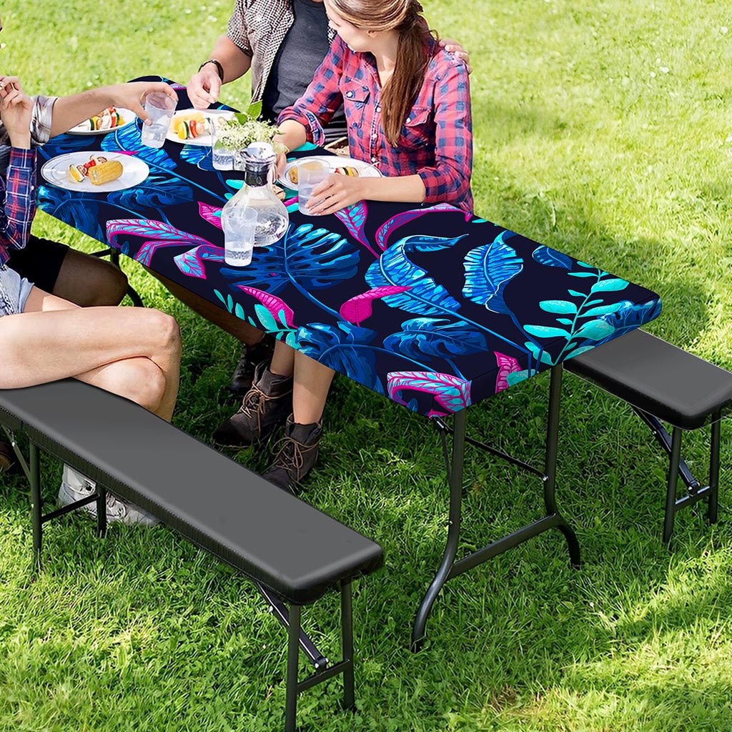 Turquoise Hawaii Tropical Pattern Print Picnic Table Cover