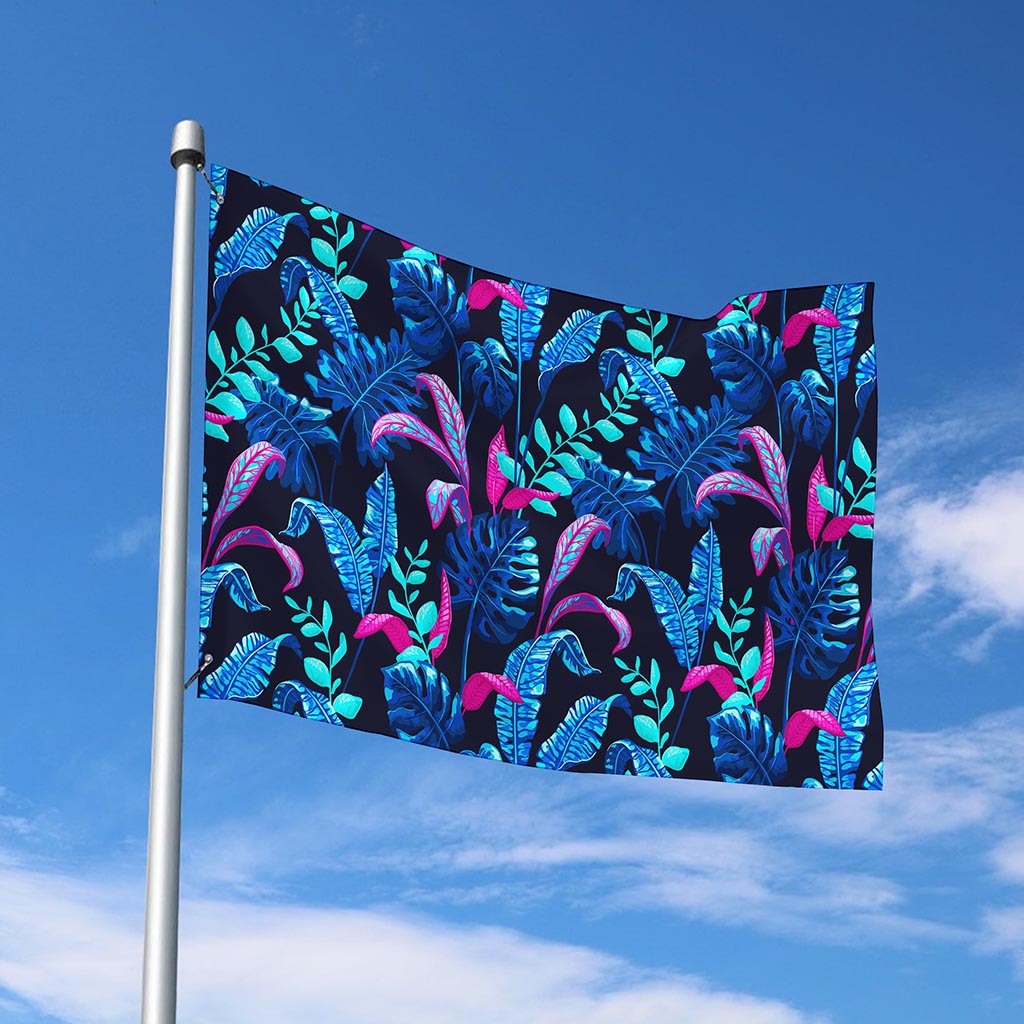 Turquoise Hawaii Tropical Pattern Print Polyester Flag