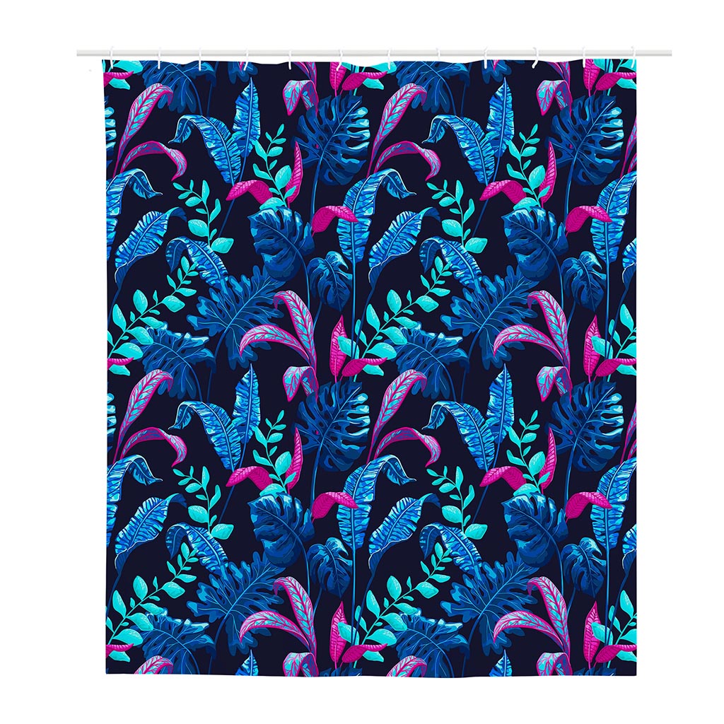 Turquoise Hawaii Tropical Pattern Print Polyester Shower Curtain