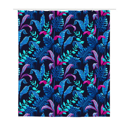 Turquoise Hawaii Tropical Pattern Print Polyester Shower Curtain
