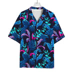 Turquoise Hawaii Tropical Pattern Print Rayon Hawaiian Shirt