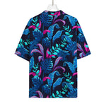Turquoise Hawaii Tropical Pattern Print Rayon Hawaiian Shirt
