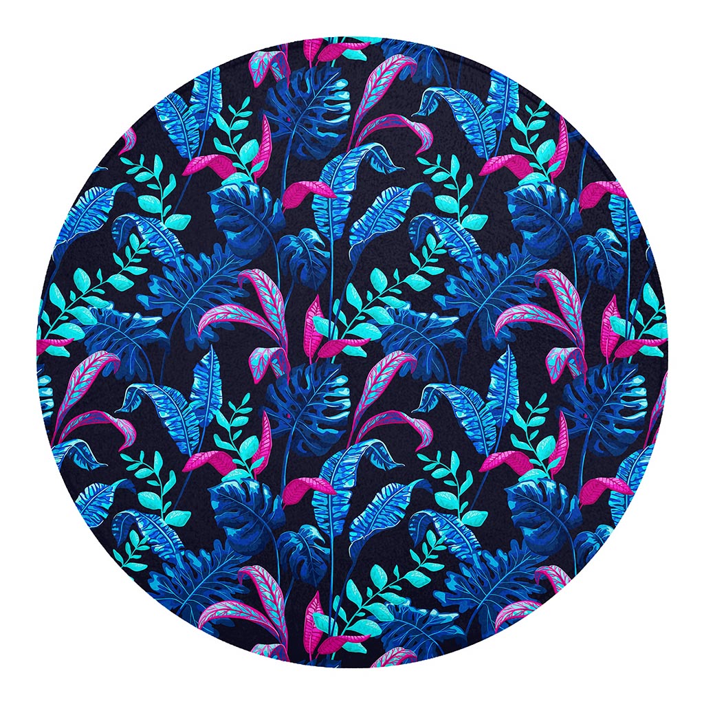 Turquoise Hawaii Tropical Pattern Print Round Blanket