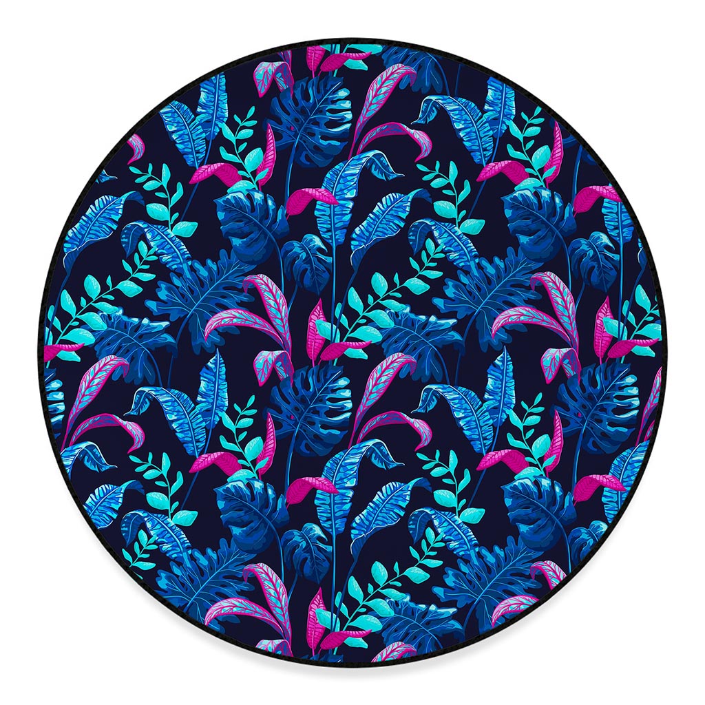 Turquoise Hawaii Tropical Pattern Print Round Floor Mat