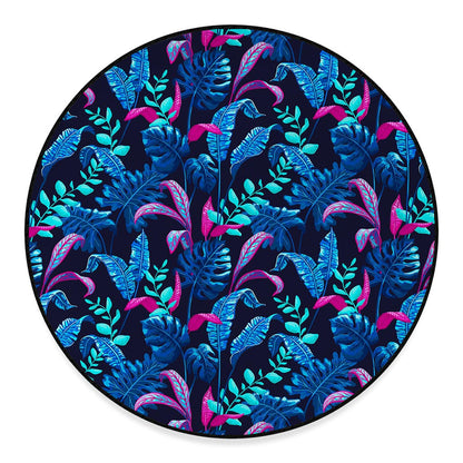 Turquoise Hawaii Tropical Pattern Print Round Floor Mat