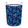 Turquoise Hawaii Tropical Pattern Print Round Laundry Basket