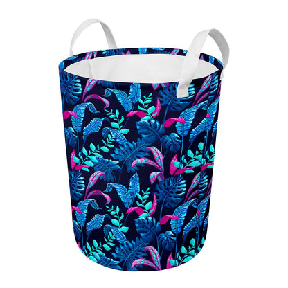Turquoise Hawaii Tropical Pattern Print Round Laundry Basket