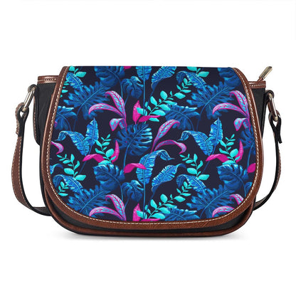 Turquoise Hawaii Tropical Pattern Print Saddle Bag