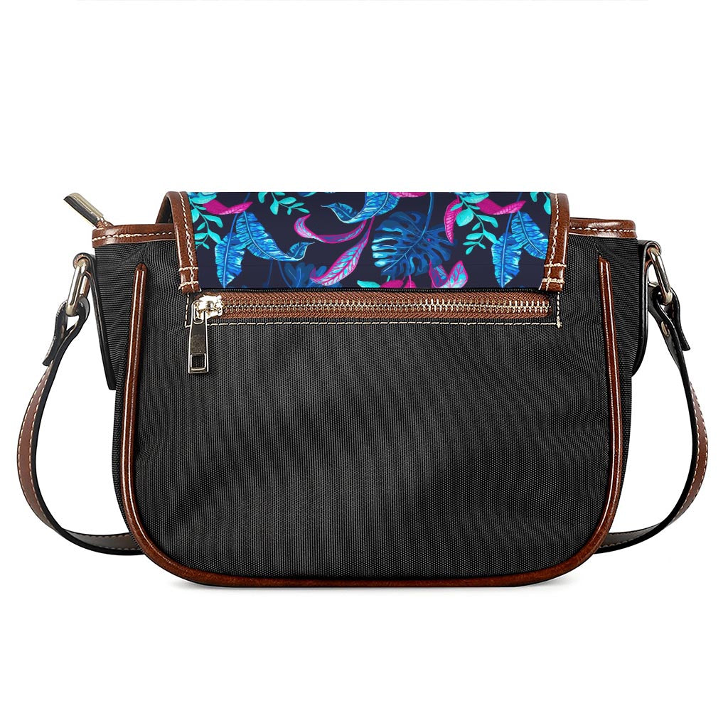 Turquoise Hawaii Tropical Pattern Print Saddle Bag