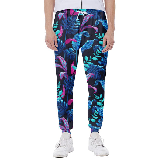 Turquoise Hawaii Tropical Pattern Print Scuba Joggers
