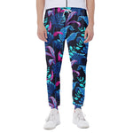 Turquoise Hawaii Tropical Pattern Print Scuba Joggers