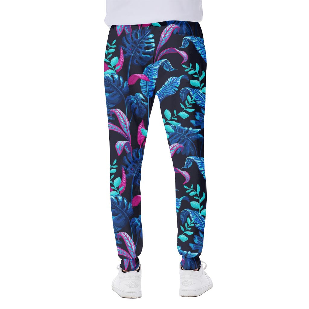 Turquoise Hawaii Tropical Pattern Print Scuba Joggers