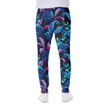 Turquoise Hawaii Tropical Pattern Print Scuba Joggers