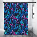 Turquoise Hawaii Tropical Pattern Print Shower Curtain