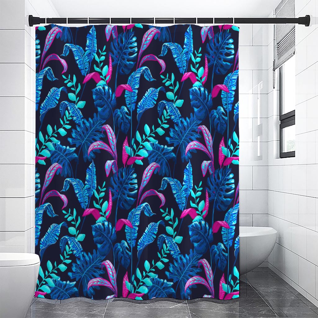 Turquoise Hawaii Tropical Pattern Print Shower Curtain