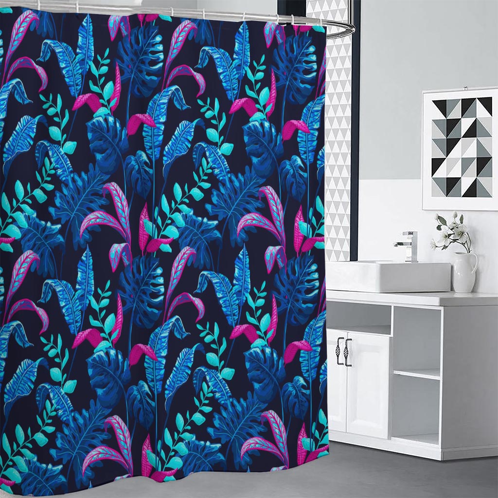 Turquoise Hawaii Tropical Pattern Print Shower Curtain