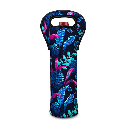 Turquoise Hawaii Tropical Pattern Print Single Neoprene Wine Tote