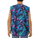 Turquoise Hawaii Tropical Pattern Print Sleeveless Baseball Jersey