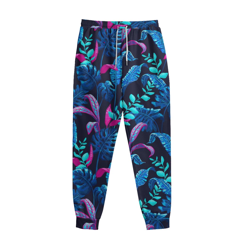 Turquoise Hawaii Tropical Pattern Print Sweatpants