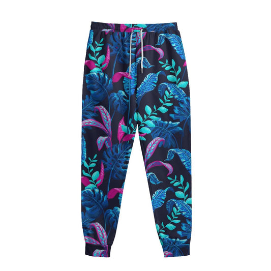 Turquoise Hawaii Tropical Pattern Print Sweatpants