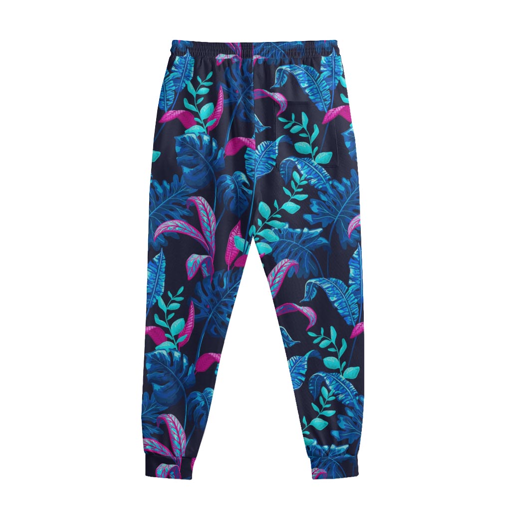 Turquoise Hawaii Tropical Pattern Print Sweatpants