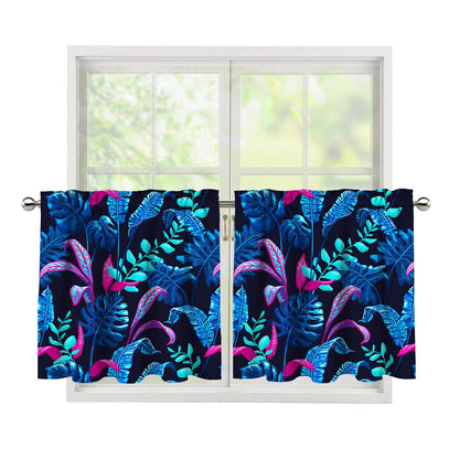 Turquoise Hawaii Tropical Pattern Print Tier Curtains