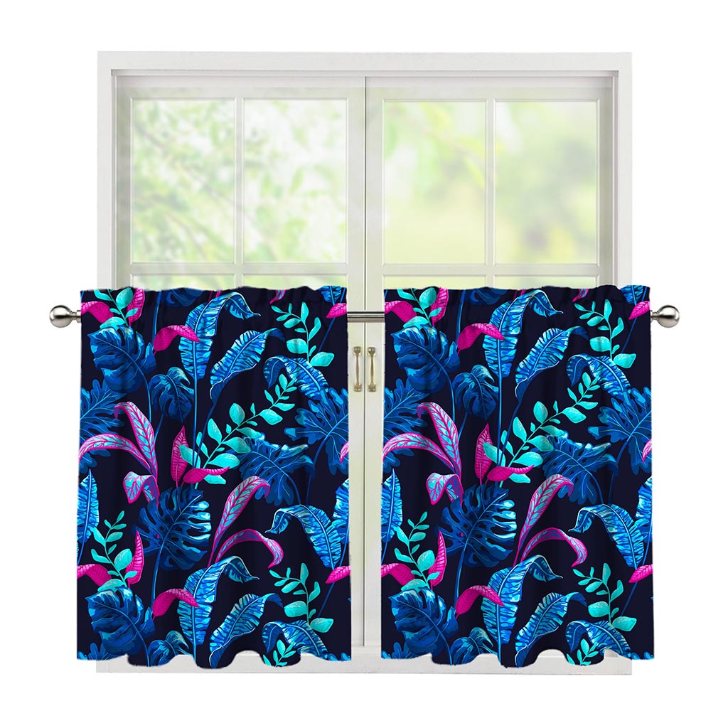 Turquoise Hawaii Tropical Pattern Print Tier Curtains